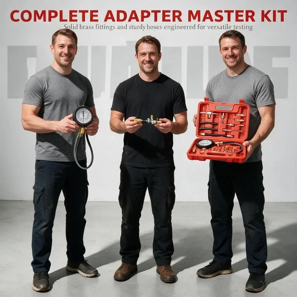 Fuel Pressure Tester Kit TU-114 Adapters Fuel Pump Pressure Tester Multiple Connection Methods for Car Truck Motorcycle