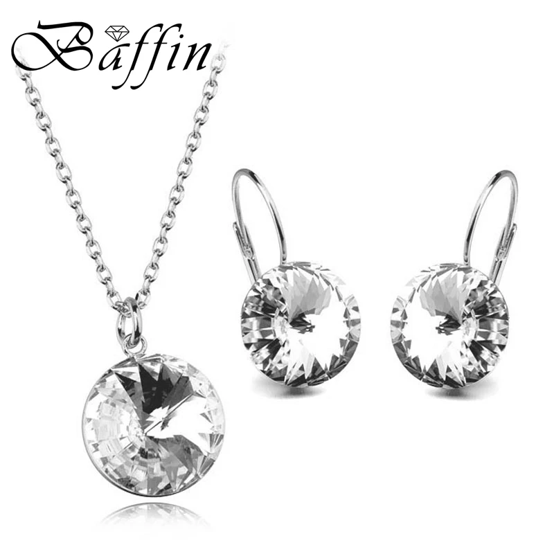 Silver Color Bella Jewelry Sets Crystals from Austria Pendant Necklace Drop Earrings for Women Party Wedding Evening Accessories