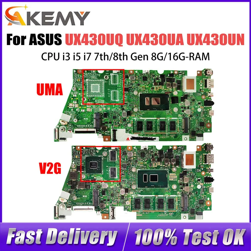 UX430UQ Motherboard For ASUS ZENBOOK 14 UX430UA UX430UN UX430UNR UX430UQK Laotop Mainboard i5 i7 7th Gen GT940MX UMA