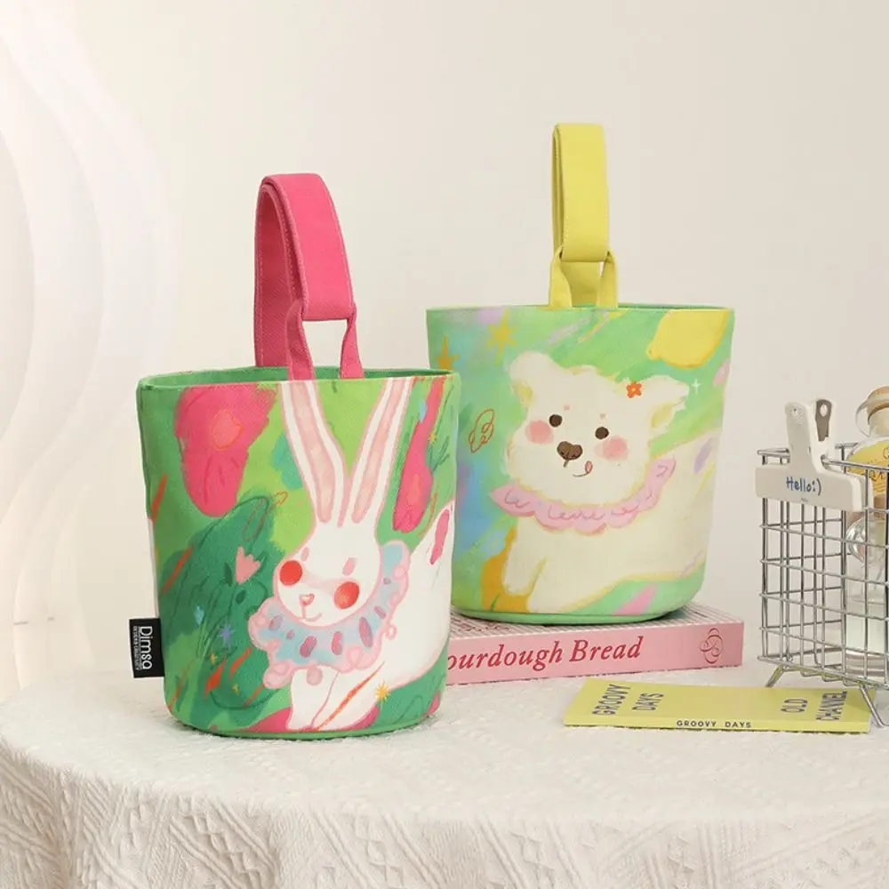 Oxford Cloth Canvas Bag Simple Graffiti Rabbit Handbag All-match Canvas Shoulder Bag Cosmetic Bag