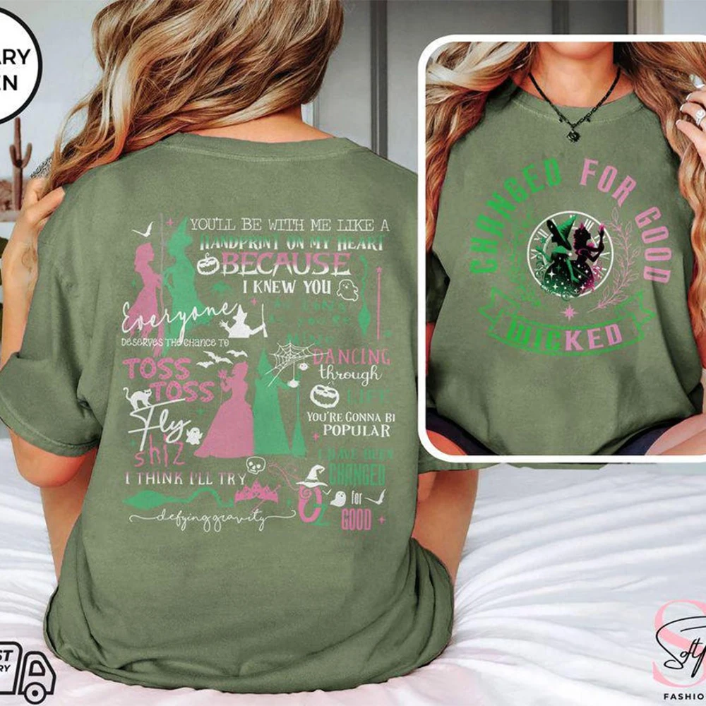 شريرة معًا نحن قمصان مريحة غير محدودة تتحدى الجاذبية المكنسة عصا سحرية تي شيرت معالج الفيلم مروحة تي شيرت Y2K ملابس الشارع الشهير #4