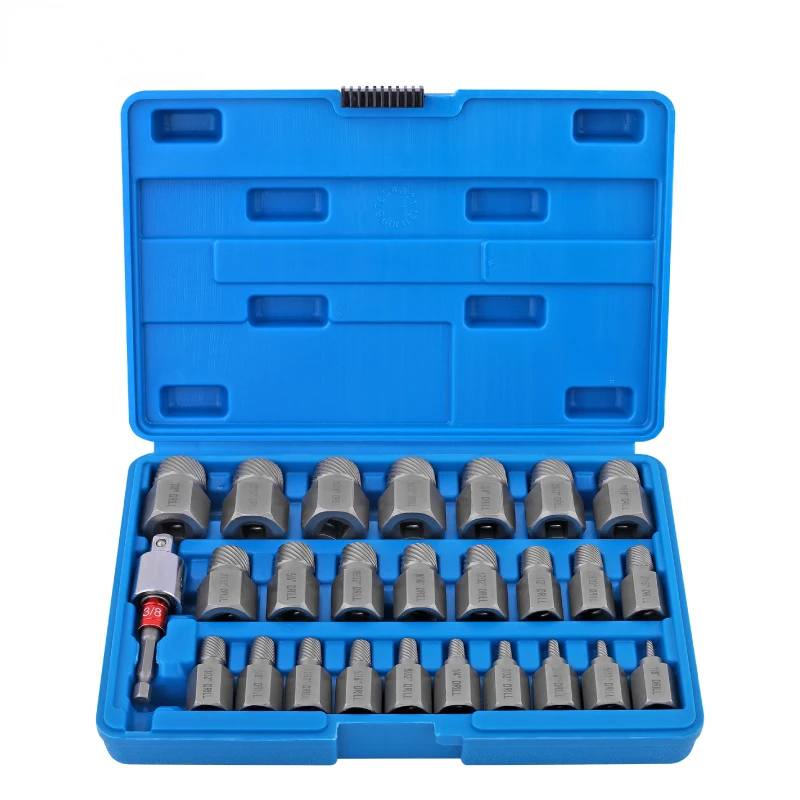 

27PCS 3/8 Broken Wire Extractor Lug Nut Remover Removal Tool Broken Nut Bolt Extractor Sleeve Tool Broken Wire Extractor