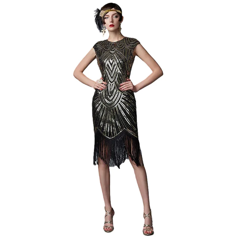 

Handmade Sequin Dr 920s Retro Sle Gatsby Evening Gown Stage Performance Costume Women's Ethnic Wear Polyester Material