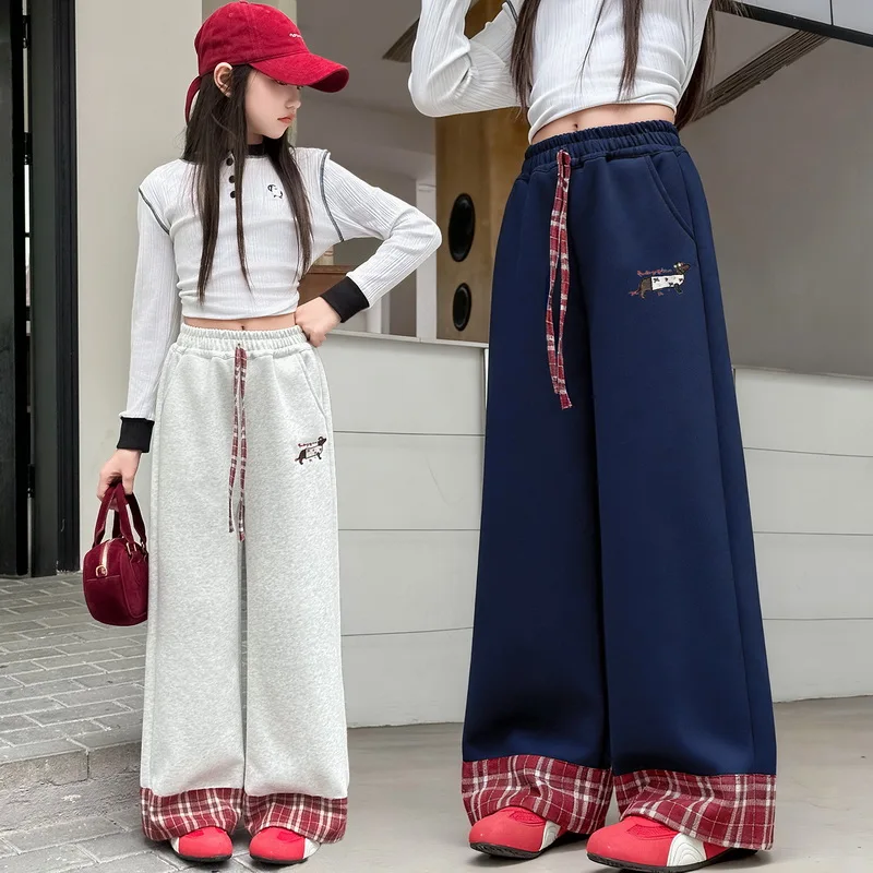 Schulkind Herbst Sporthose für Mädchen Lässige Baumwollhose Kinder Frühling Trendy Sportliche Gerade Jogginghose Trainingshose 4-14 Jahre