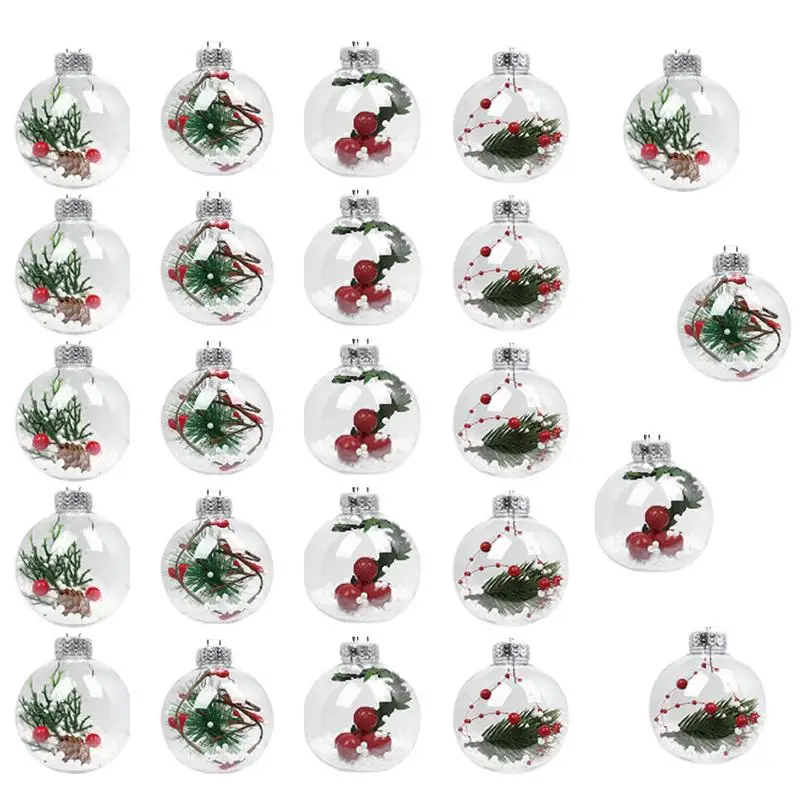 

Christmas Ornaments Balls 24x Clear Decorative Ball Set 3.15 Inches Christmas Tree Pendant Party Supply Crafts Ball Tree Baubles