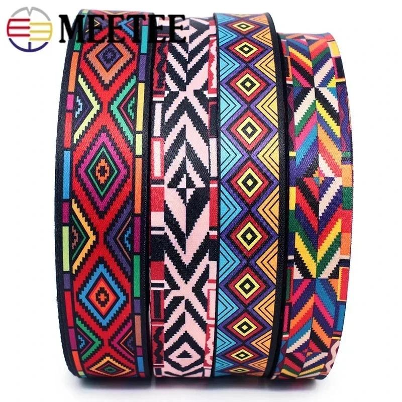 Cinta de correas impresa Meetee de 5 metros, cinta de poliéster de 38mm para bolso, bolso, cinturón de cuero, accesorios de Material de costura textil DIY