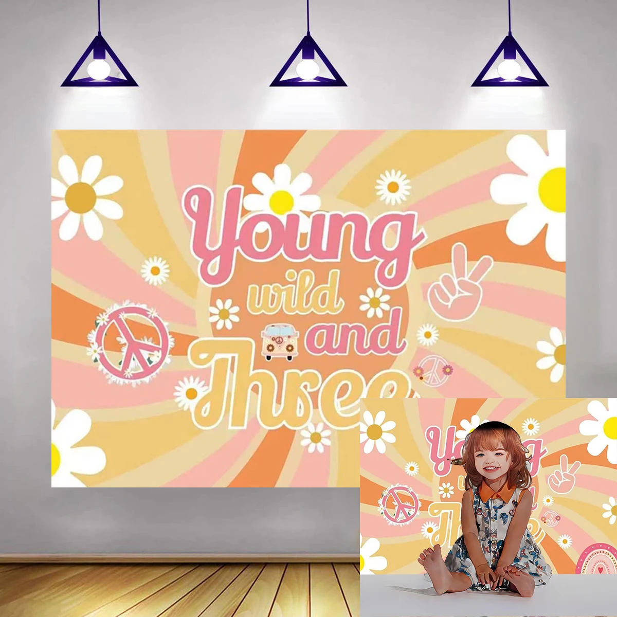 

Young Wild Three Happy 3rd Birthday Girls Party Backdrop Photography Yellow Table Living Room Decoration Welcome Banner