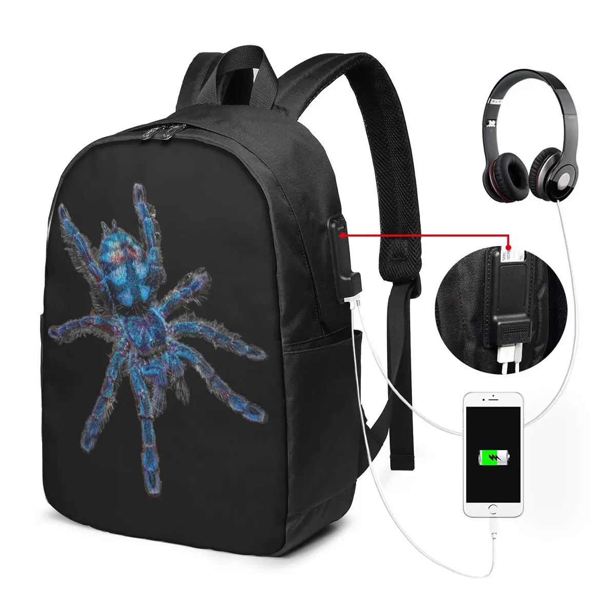 Realistic Tarantula Spider Backpack Travel Notebook Bag Computer College Student School Bag Laptop Shoulder Bags for Men Women