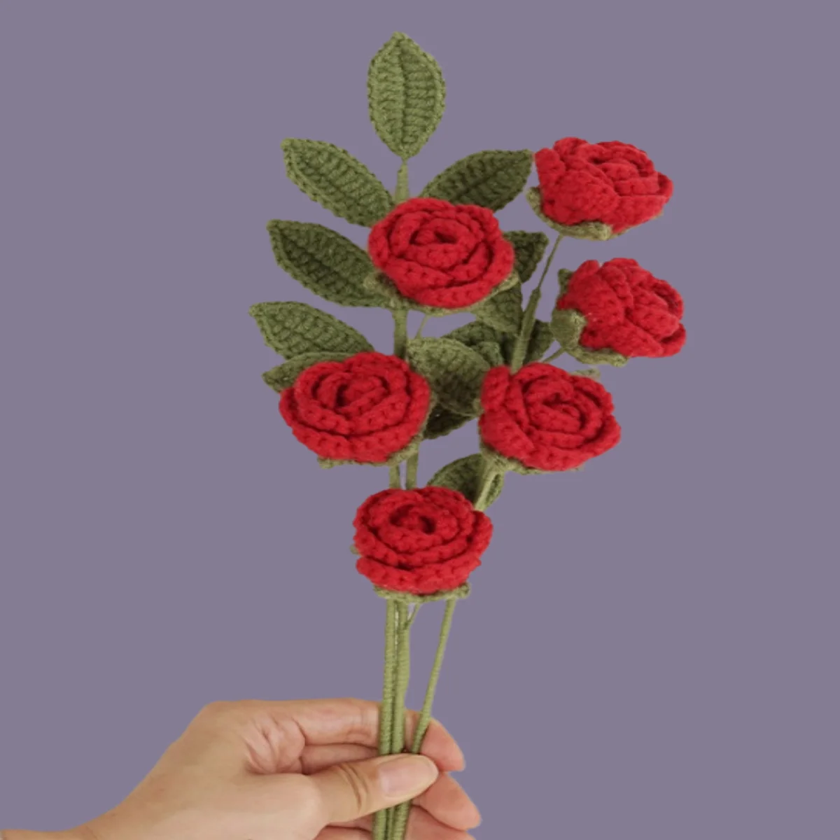 Finished multi headed rose Qixi Valentine's Day rose hand knitting wool flower creative gift simulation birthday gift