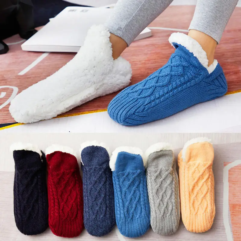 Thickened Thermal Women Men Slipper Socks Winter Warm Short Cotton Home Sleeping Soft Non Slip Grip Fuzzy Floor Sock