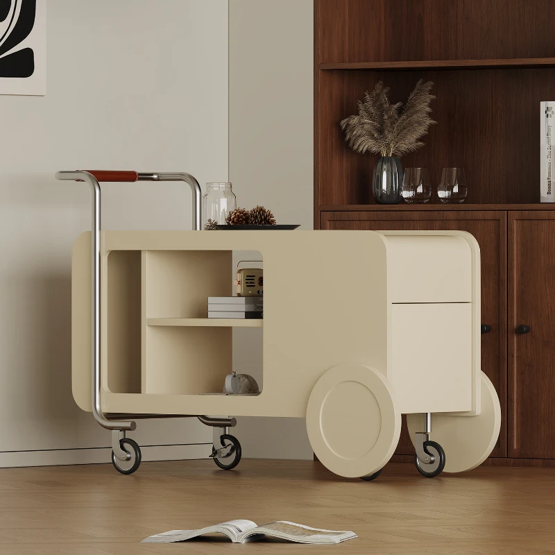 

Silent Wind Bus Side Table Small Unit Designer Living Room Pulley Storage Sofa Side Cabinet Minimalist Mobile Cart