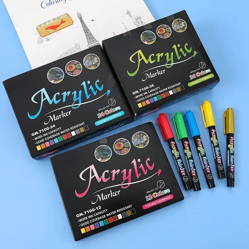 

60-color multi-color acrylic markers suitable for DIY card making and other art creations; quick-drying paint with soft tip.