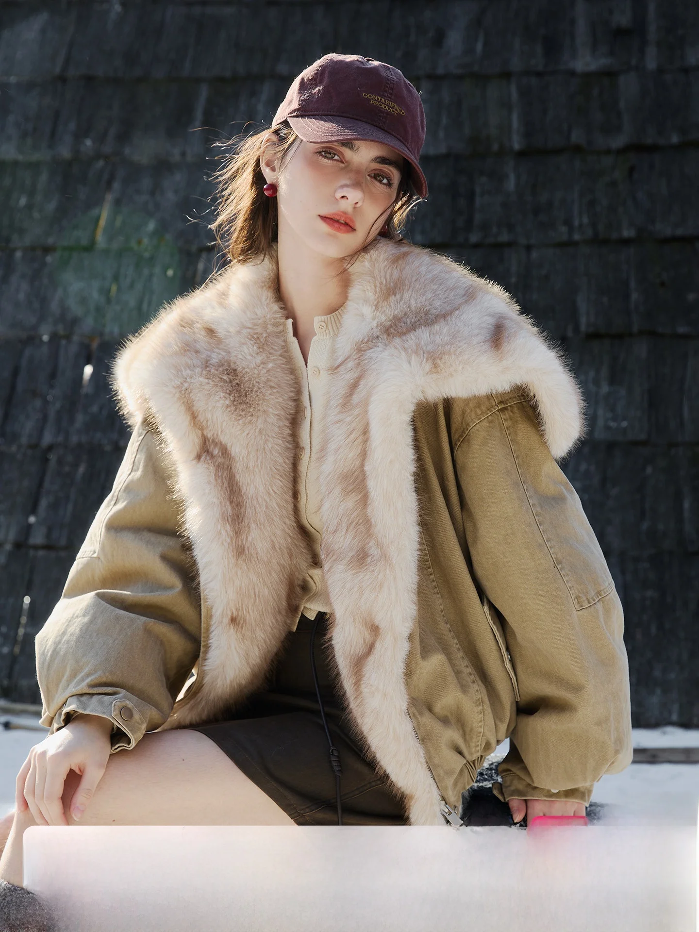 

Женская пуховая куртка Sauce Purple свободного кроя с большим воротником и меховой отделкой, осенне-зимняя, теплая, модная, премиум-класса