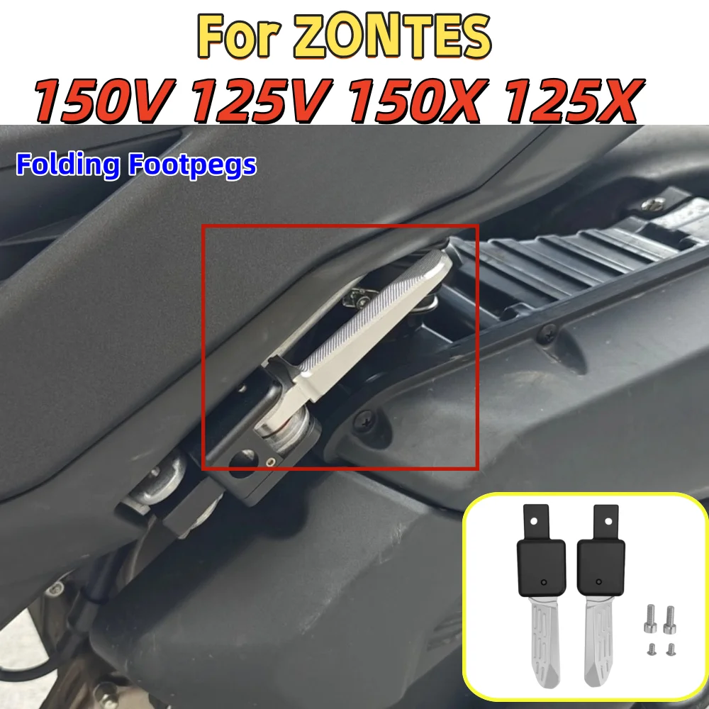 Practical aftermarket accessory: Automatic spring-loaded folding rear passenger footpegs for ZONTES 125V, 125X, 150X, and 150V.