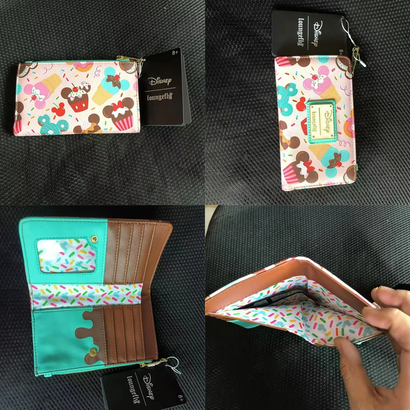 

Кошелек-клатч Loungefly с Микки Маусом для женщин, двойной складной кошелек для монет, держатель для карт, подарок для подруги, аксессуары на тему аниме
