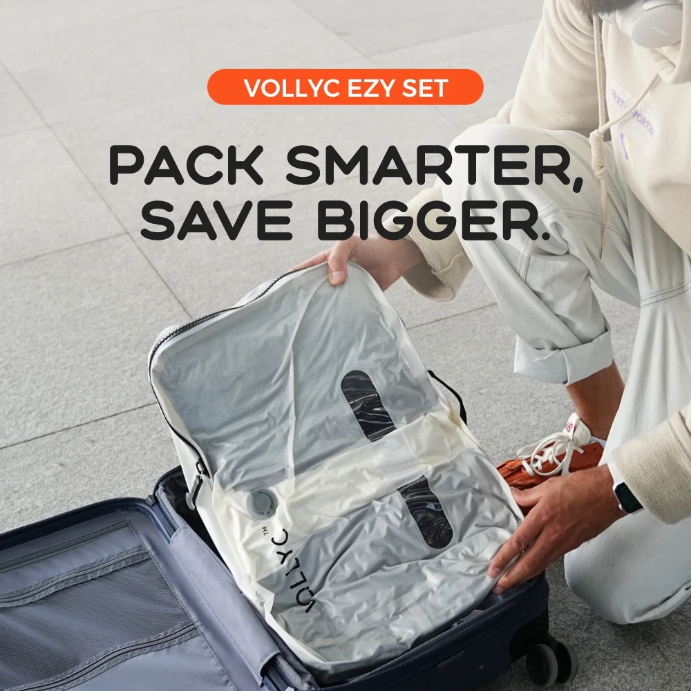 

VOLLYC EZYPACK & EZYBAG - 25L Vacuum Storage Bag, 85% Compression, IPX7 Waterproof Nylon for Suitcase, Backpack, Camping, Travel