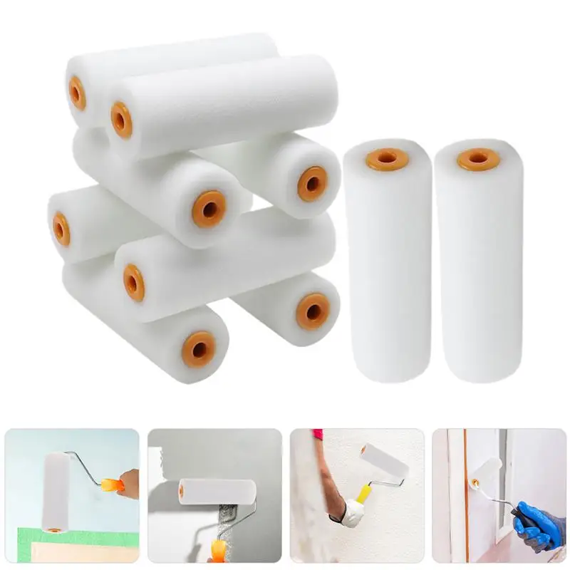 

10 pcs Paint Rollers Covers Replacement Durable Sponge Small Paint Rollers Roller Frame Art Painting Supplies home decorate tool