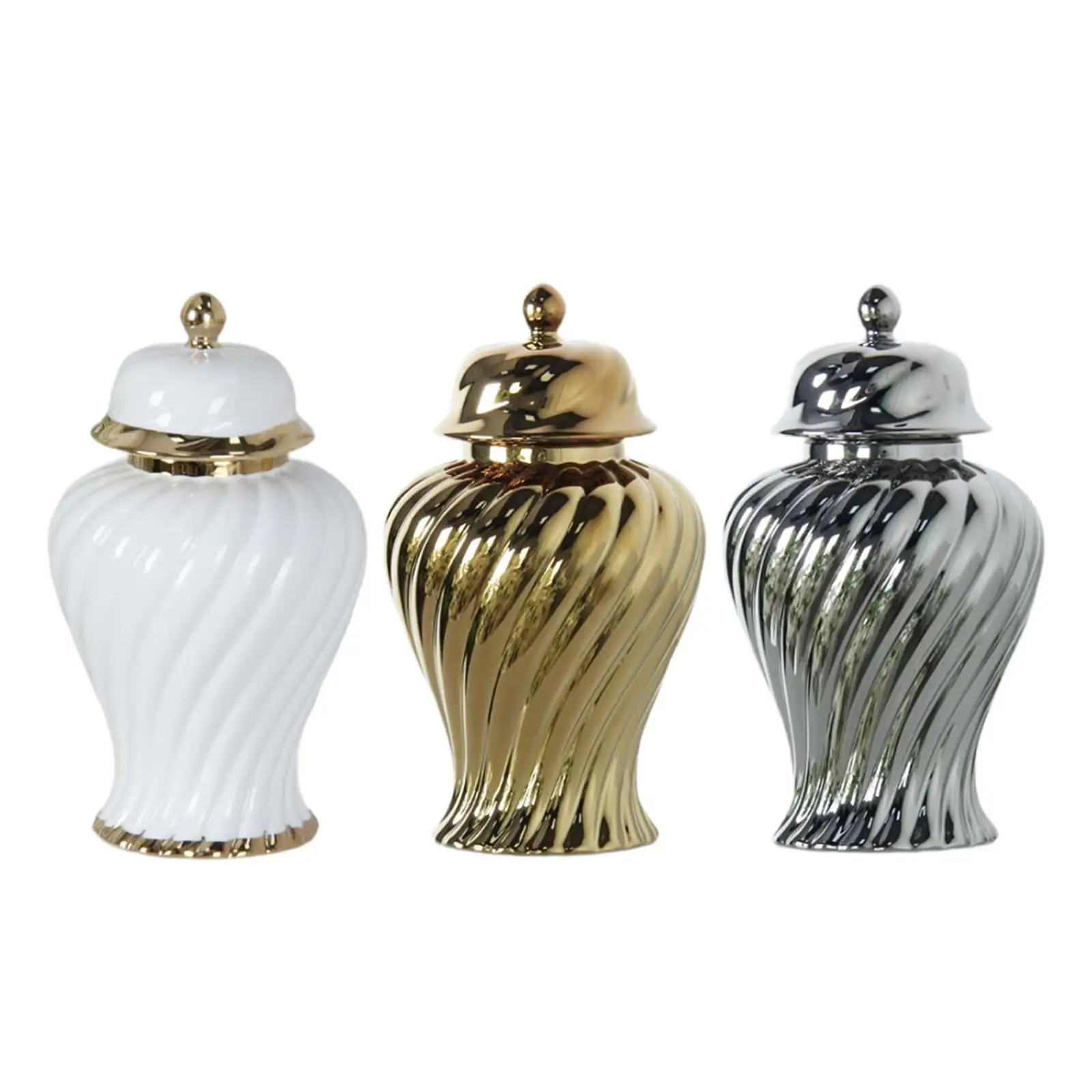 Porcelain Ginger Jar with Lid Floral Display Elegant Ceramic Flower Vase for Shelf Entrance Living Room Shop Window Wedding