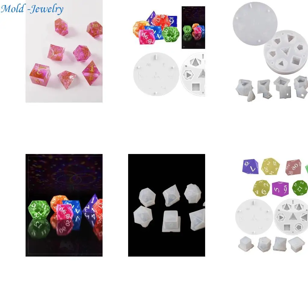 

69HB 8 Pieces Silicone DIY Ornaments Moulds Dices Shaped for DIY Hand-making Crafts
