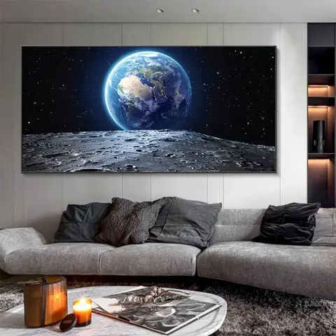 Solar System Earth Moon Wall Art Poster Astronaut Mural Modern Home Decor Canvas Painting Pictures Prints Living Room Decorate