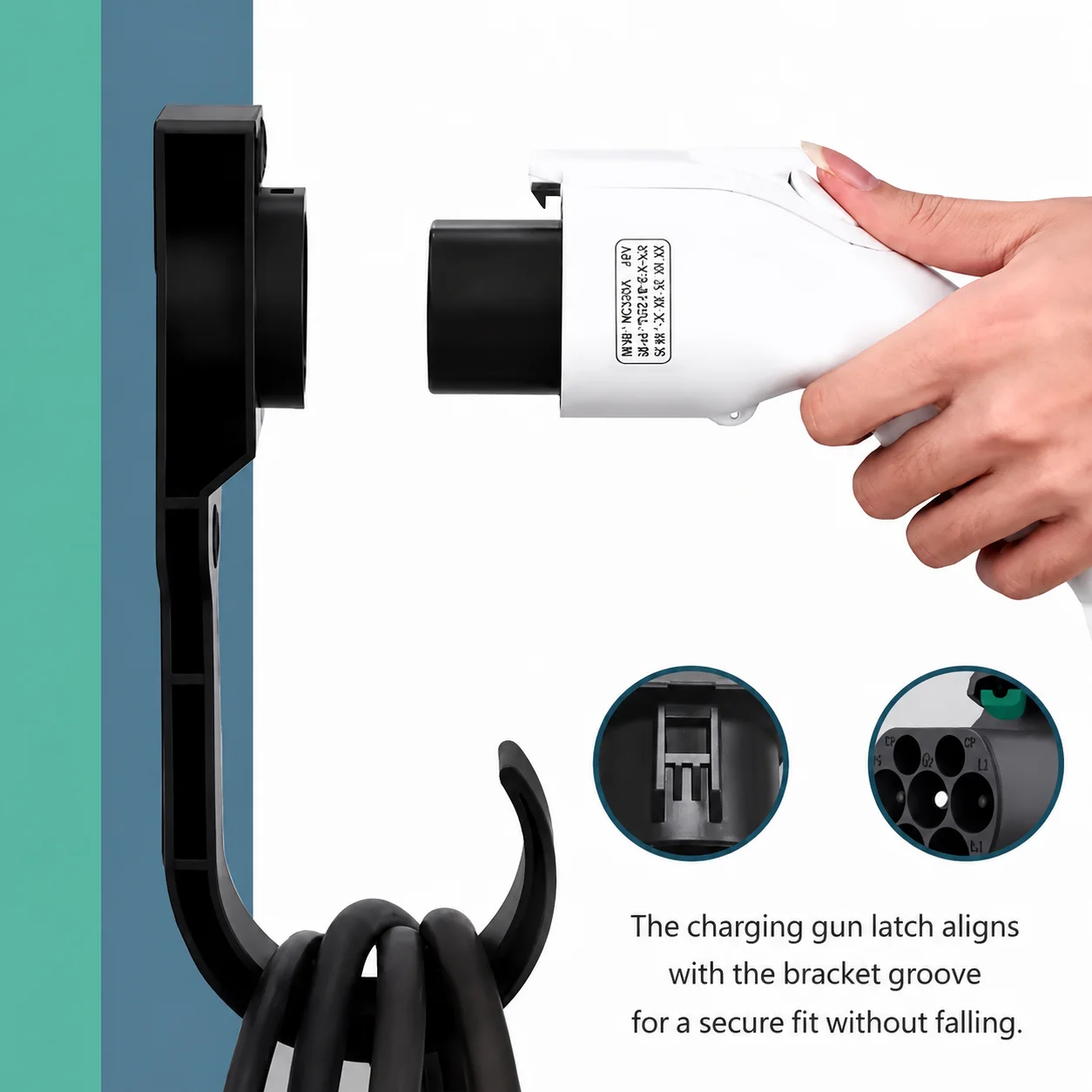 Universal EV Charger Wall Mount & Cable Hook Holder, Sturdy Steel Rack for EU/US Type2, EV Charging Gun Accessories & Protective