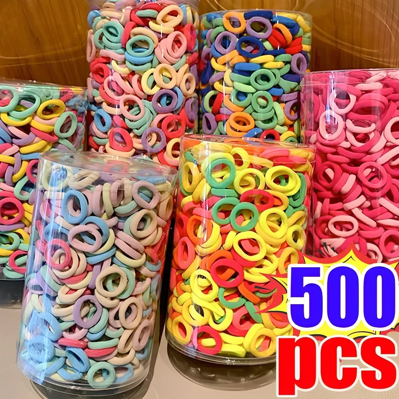 500/100PCS Women Girls Colorful Hair Bands Nylon Elastic Rubber Hair Accessories Ponytail Small Hair Tie Scrunchies Headband