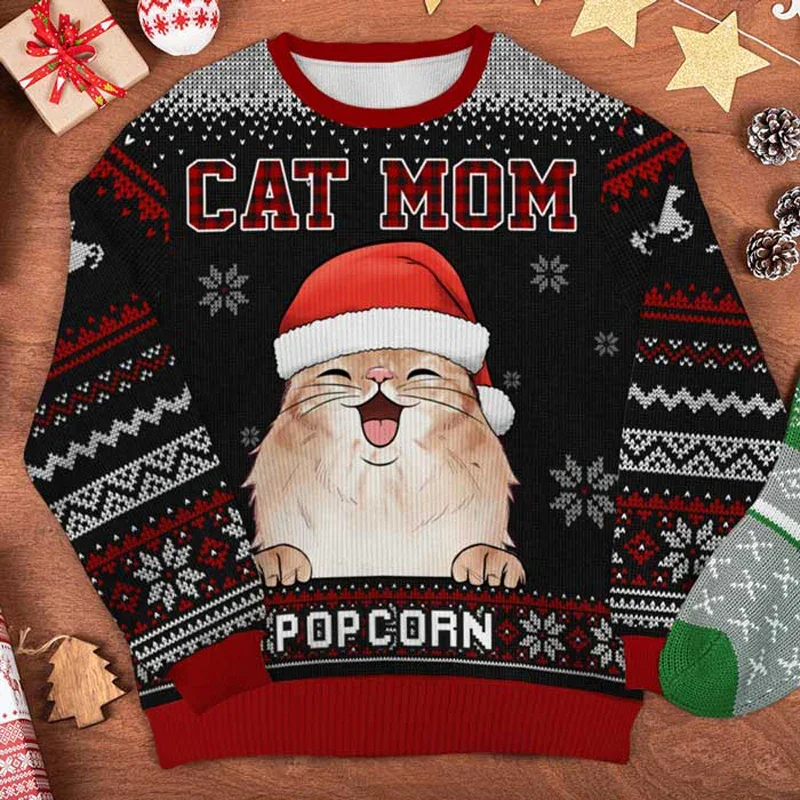 Unisex Best Cat Mom Ugly Christmas Pullover For Cat Lovers New 3D Funny Print Autumn Winter Sweatshirts