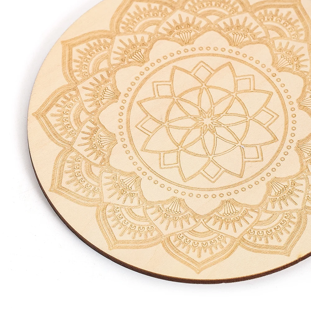 Mandala Wooden Coaster Round Engraved Table Decoration Heat Resistant Drink Cup Mat for Home Kitchen Accessories Gift Boho Style