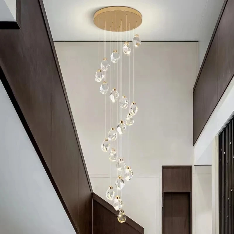 Imagem -05 - Luxo Crystal Chandelier para Villa Stair Modern Hall Led Pendant Lights Pendurado Lâmpada para Loft Hotel Luminária Home Decor