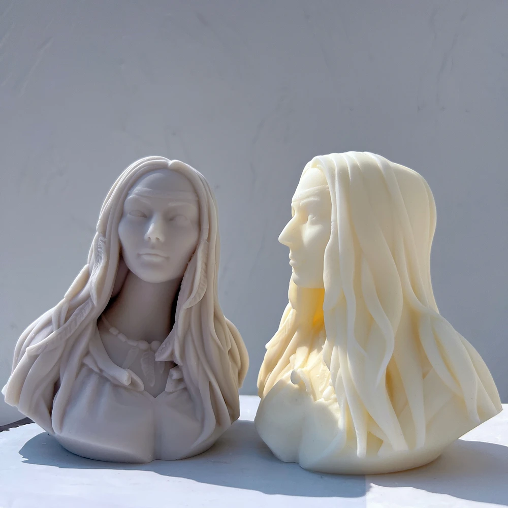 

Female Statue Candle Mold Goddess Bust Silicone Molds Greek Art Woman Sculpture Wax Tool