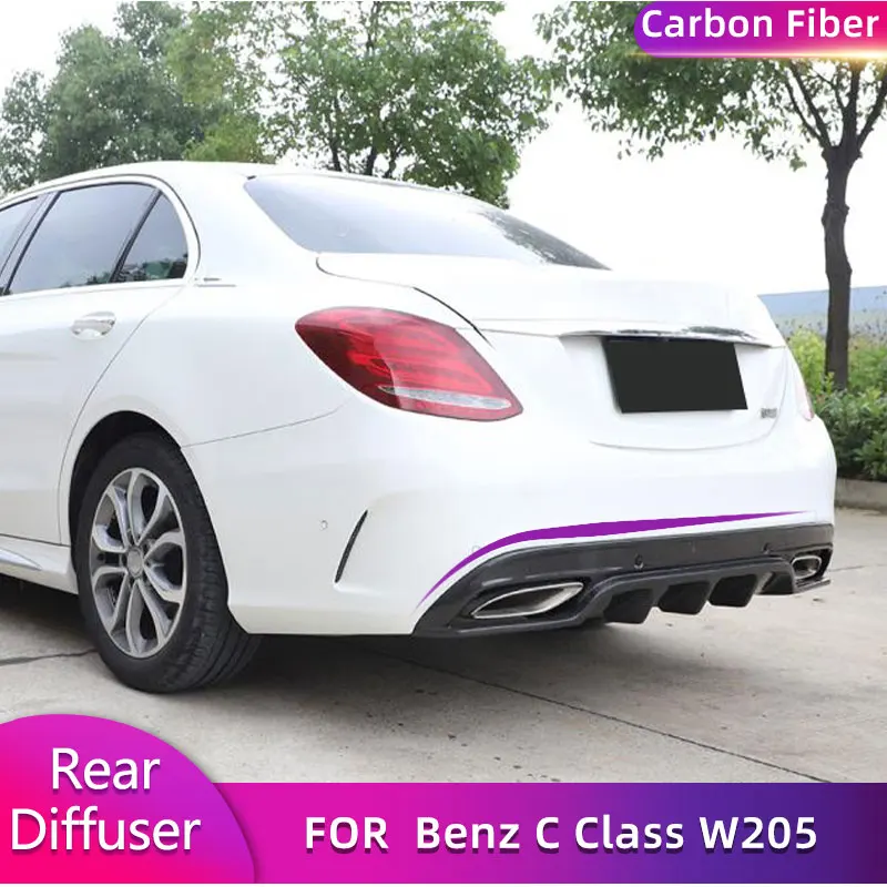 

Carbon Fiber Rear Bumper Diffuser Lip Spoiler for Mercedes Benz C Class W205 Sport C43 AMG C200 C300 2015-2019 Car Rear Diffuser