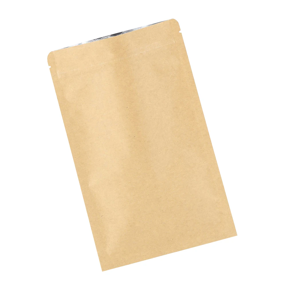 

50 Pcs Sealed Kraft Paper Pouch Bag Zippered Self Standing Tea Coffee Storage Snacks Beans Leaves