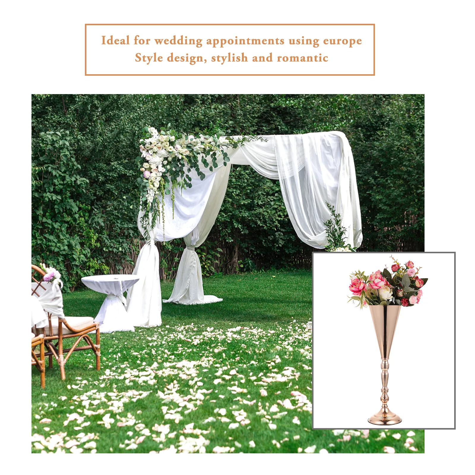 

Iron Flower Arrangement Vase Pot Decoration Wedding Party Table Centerpiece Romantic Banquet Flower Vase Holder