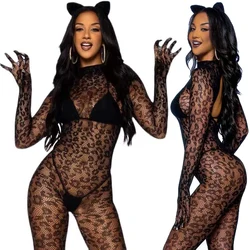 Women Sexy Lingerie Babydoll Underwear Chemises Catsui Exotic Apparelt Costumes Sexy Body Stocking Leopard Body Suit Bodysuit