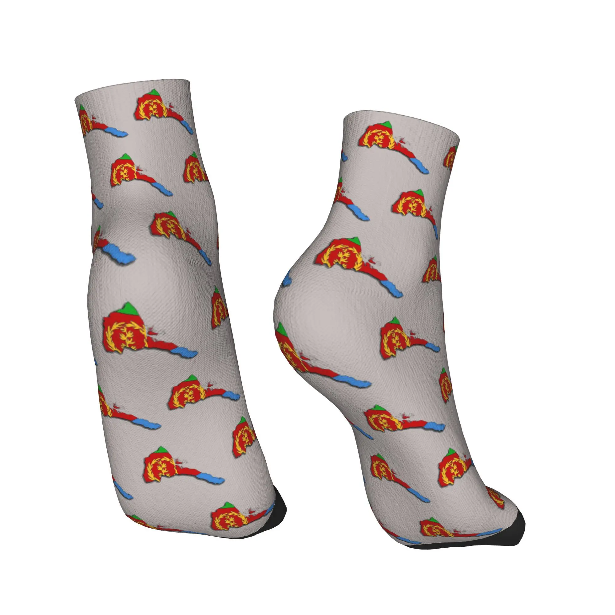 Calcetines felices de Eritrea con bandera de la Eritrea para todas las estaciones, calcetines deportivos súper suaves Harajuku de tubo medio, medias suaves y divertidas para hombres y mujeres