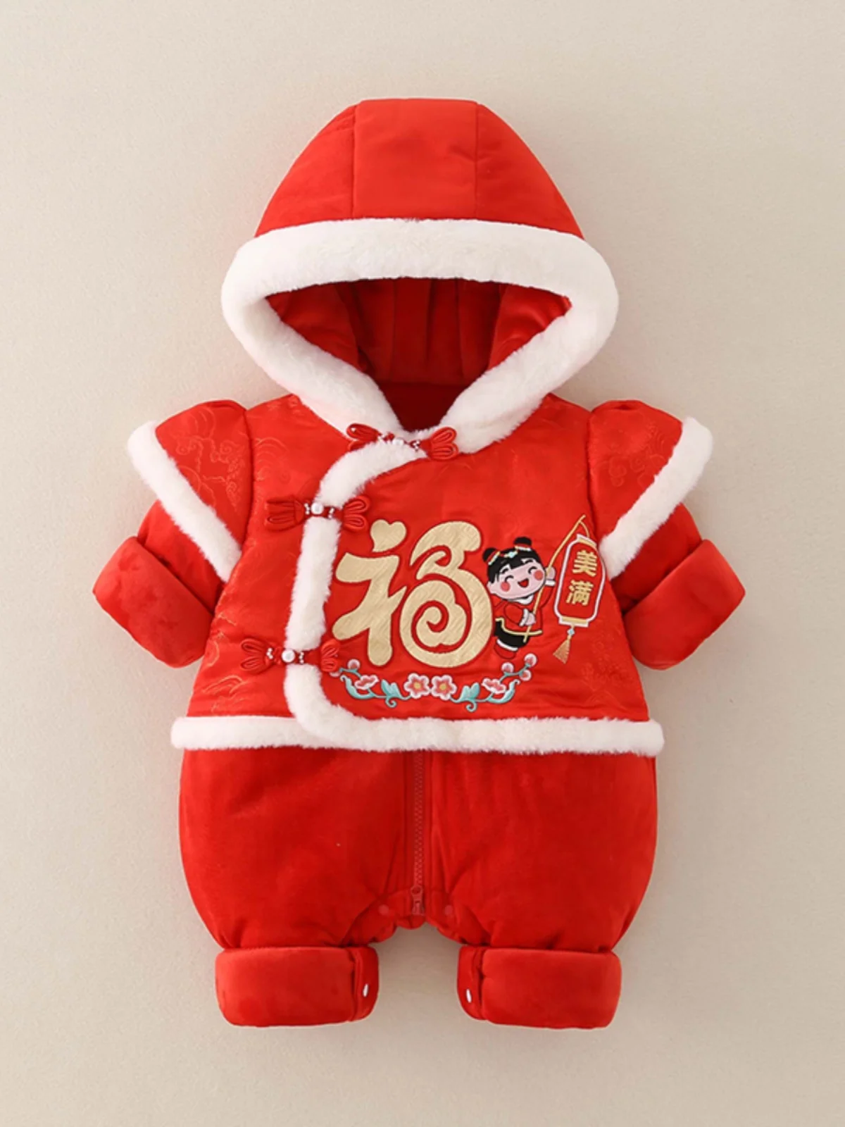 

Thiened Winter Rer Suit for Newborn Baby Boys And Girls Hooded Windproof Fce Lined Warm Cling Clothes Jaet