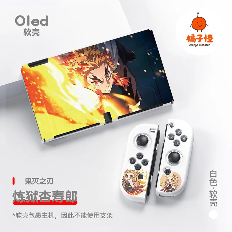 Demon Slayer Anime Figure Case for Nintendo Switch Game Oled Shell Split Silicone Protector Cover Compatible Charging Cradle