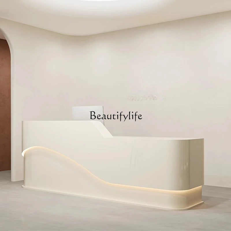 

Simple modern beauty salon checkout page Yu arc yoga studio company reception desk