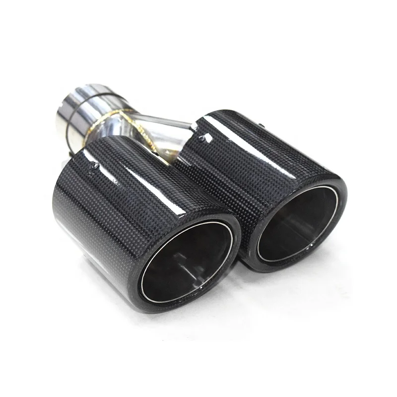 SYPES Factory Custom Stainless Steel+carbon Fiber Glossy Black Round Nozzle Car Exhaust Mufflers for  M Service  Muffler Tips