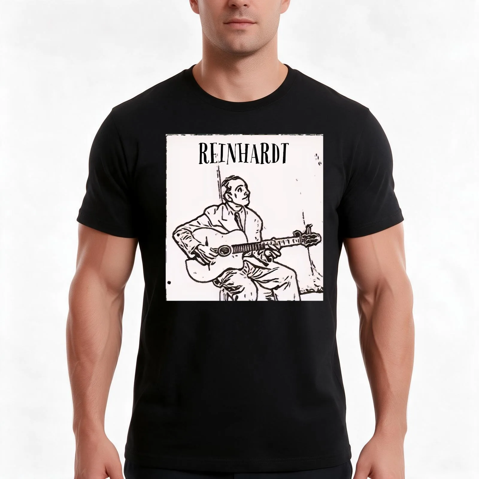 Vintage Django Reinhardt Jazz Guitarist Belgian Smooth Jazz Musician T-Shirt, Summer Casual Cotton Tee, Vintage Graphic Print