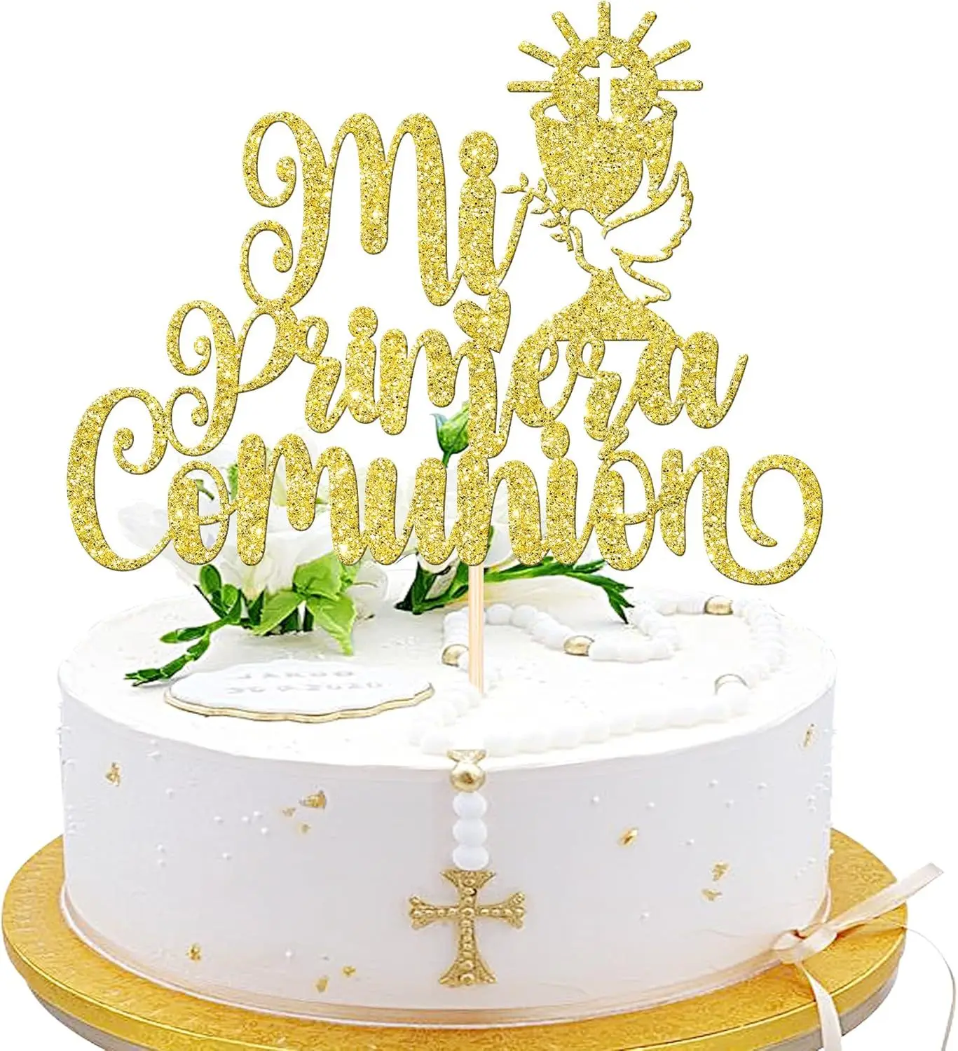 First Holy Communion Cake Insert, Baby Shower, Christening, Baptism Cake Toppers, Birthday Party, Bible Cross view 6