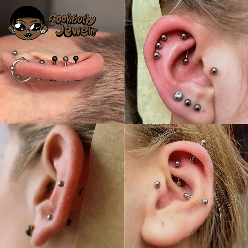 10 Stück ASTM-F136 Titan Tragus Piercing 18G 16G 14G Labret Ohrstecker Lippenringe Piercing Oreja Knorpel Ohrring Labret Körperschmuck – Detail 13