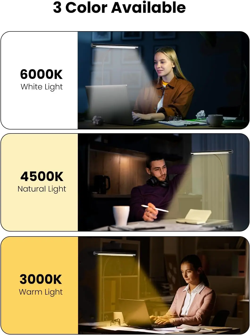 LED-Schreibtisch lampe für das Home Office, augen pflegende LED-Schreibtisch licht leiste mit Schwanenhals, 12-W-dimmbares Decken licht für den Schreibtisch