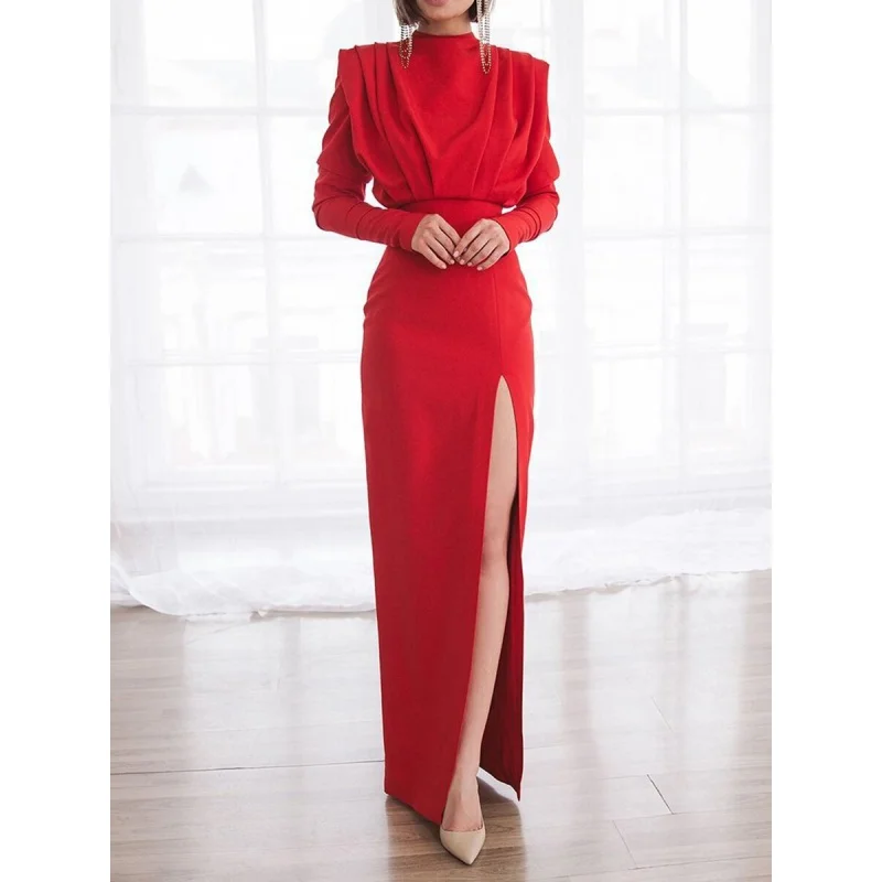 

Turtleneck Slit Dress, Pullover Slit Dress, Direct Supply, Spring and Summer, New Fashion