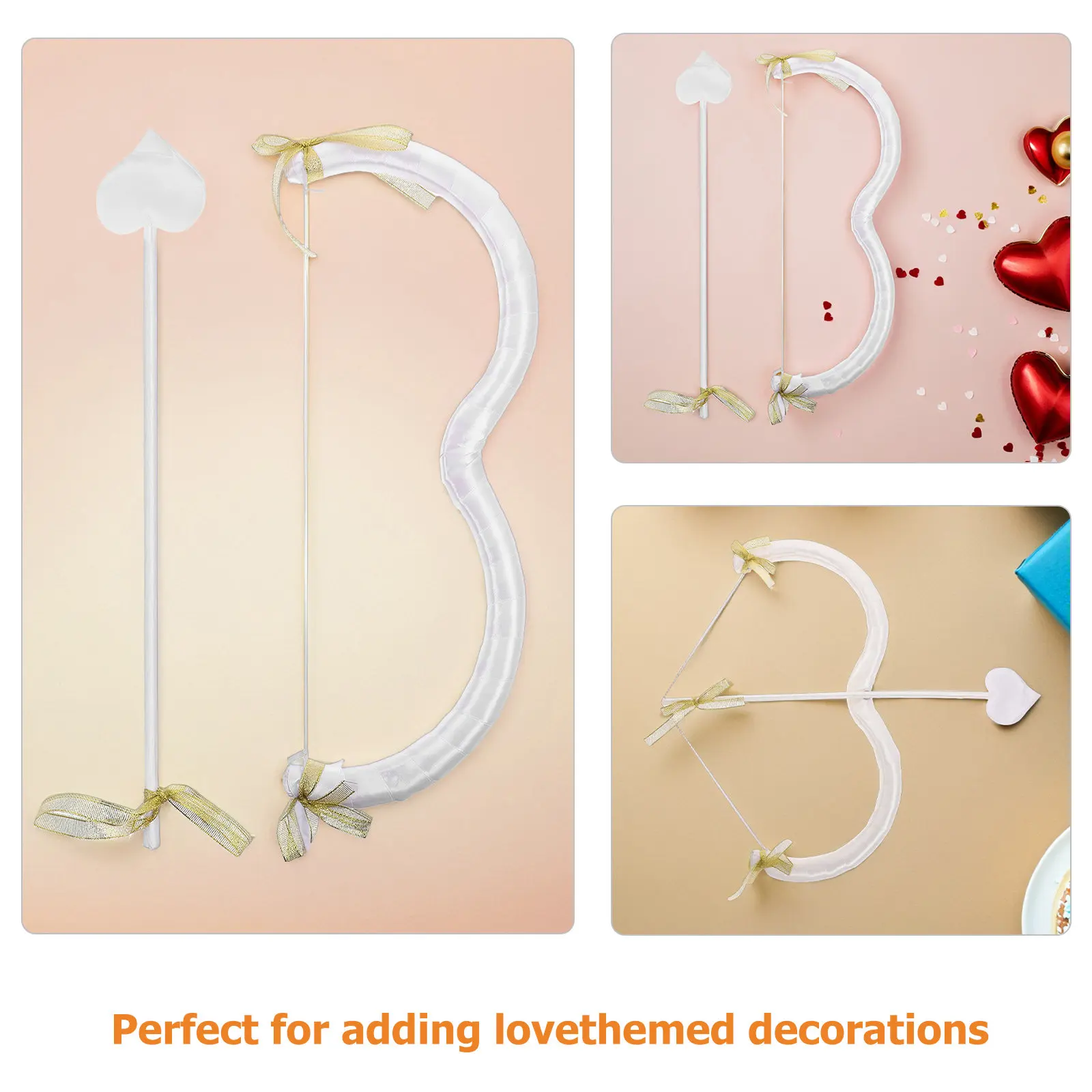 2Sets Adult Cupid Costume Accessory with Heart Arrow Prop Lightweight Holiday Cosplay Gear for Couples Valentine Party Fun