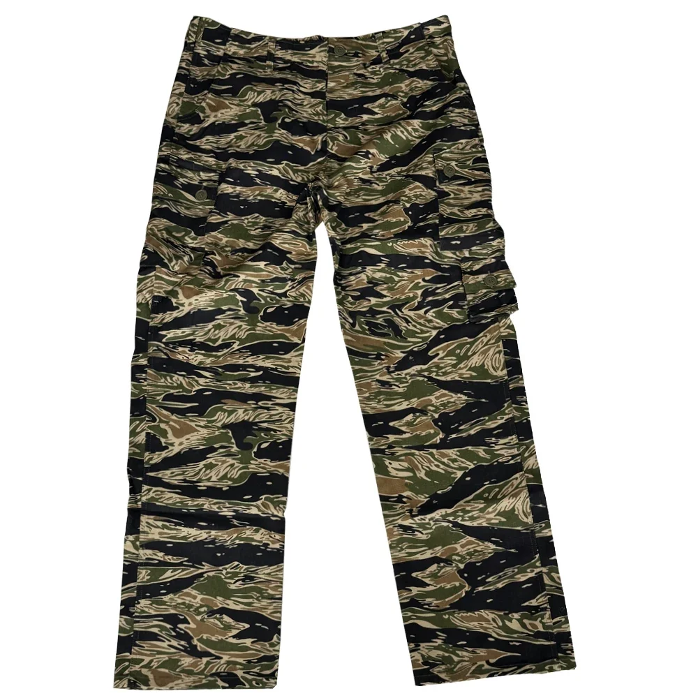 Pantaloni WW2 US Pantaloni mimetici Tiger Spot per uomo WW2 Vetnam War Camo Cargo Abbigliamento outdoor, Pantaloni sportivi da allenamento TCU retrò