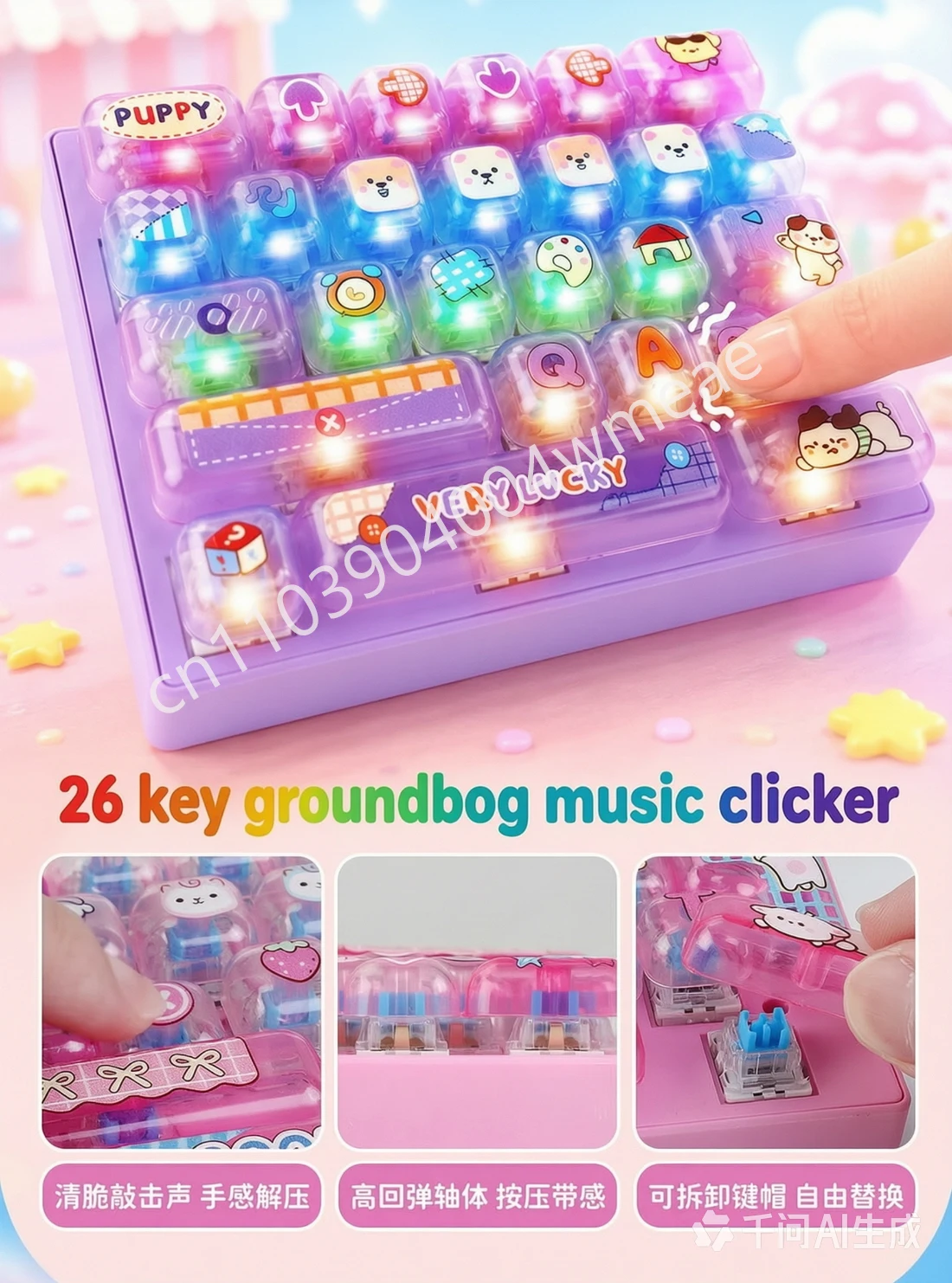 Groundhog music game 26 keyboard with LED lights can be used as a gift to relieve stress for children and adults 키캡클릭커