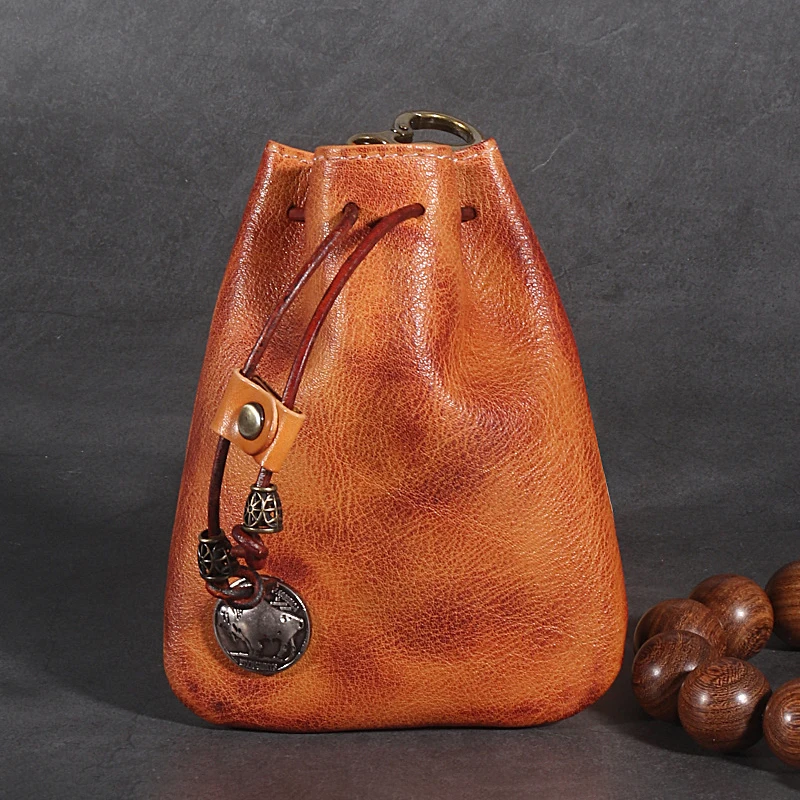 Cowhide Leather Tobacco Pouch Bag Case Oxhide Tobacco Case Bag Pouch Portable Vintage Coin Purse Tobacco Storage Bag Case Gift