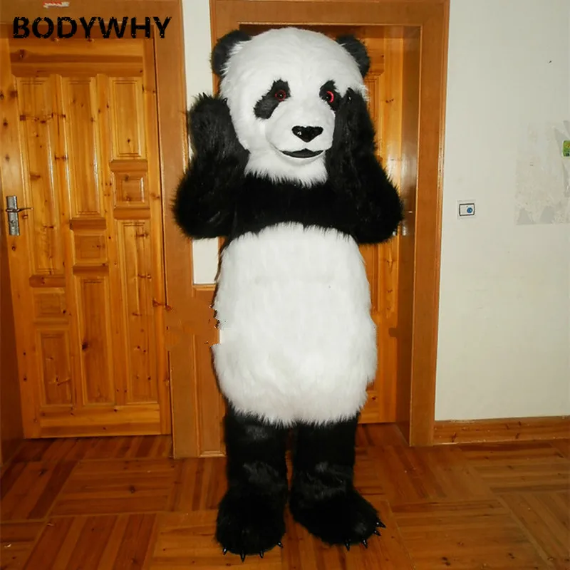 Long Hair Panda Cartoon Custom Simulation of Puppet Props Costumes Publicity Performance Walking Wearing Doll Clothes Mascot