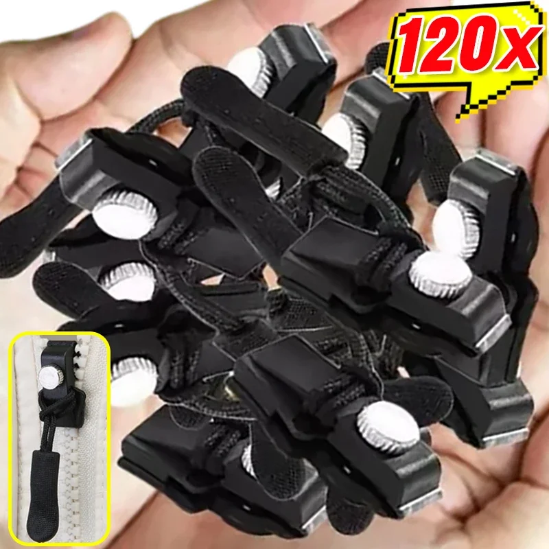 Detachable Zipper Pullers Universal Instant Zipper Head Metal Nylon Zipper Repair Kits For DIY Bags Jackets Clothes Accessories